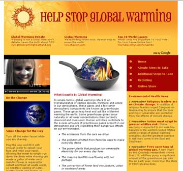 help stop global warming web site thumbnail
